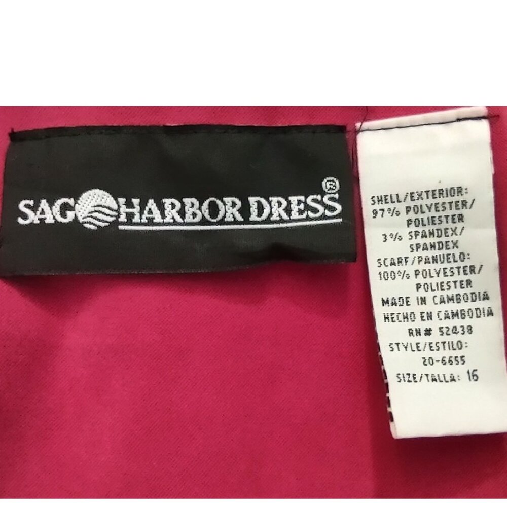 Sag Harbor Dress Fushia Hot Pink /Black Velvet Blazer Women Size 16 Beautiful - Picture 9 of 11